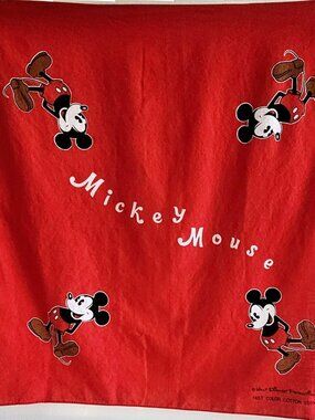 DIsney Mickey Mouse Bandana Scarve Red 20" x 19" - Walt Disney Productions